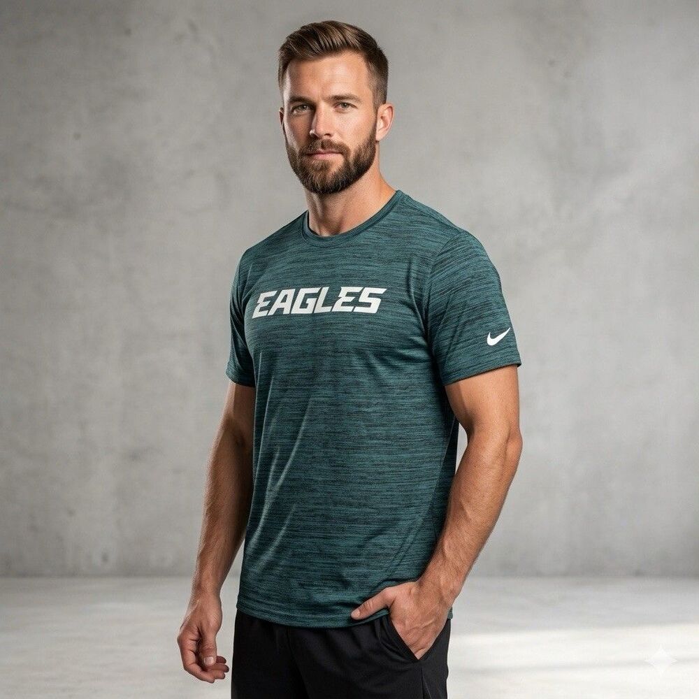 Nike NFL Eagles Dri-FIT Performance T-Shirt Heather Teal Men's Large Gameday